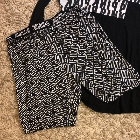 Pink Victoria’s Secret logo bundle long sleeve shirt and sweatpants lounge pants - Picture 2 of 12